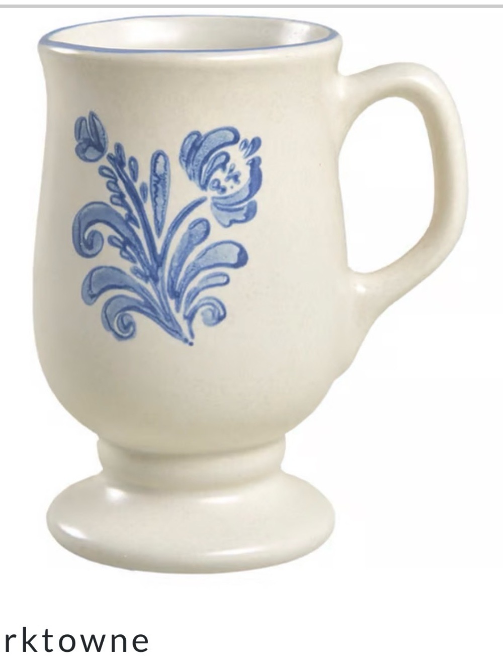 Vintage Pfaltzgraff Yorktowne Pedestal Coffee Mugs Cups Blue Floral Set of 4
